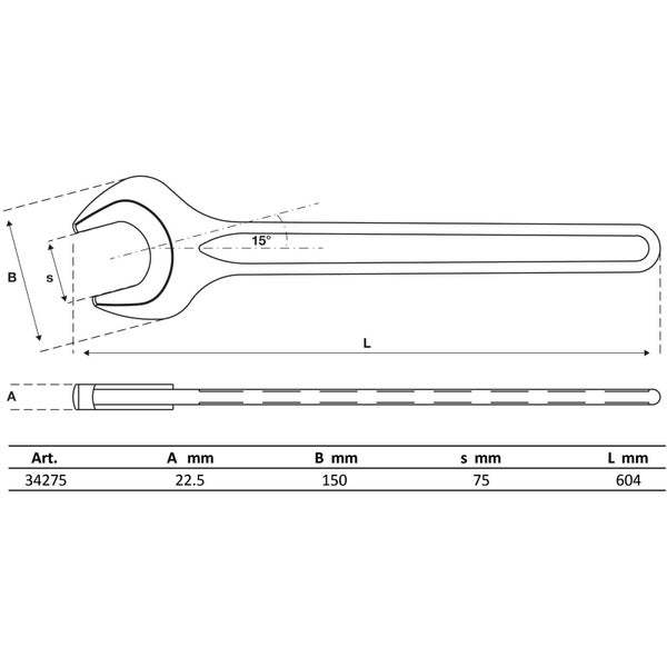 BGS Einmaulschlüssel DIN 894 SW 75 mm - 34275