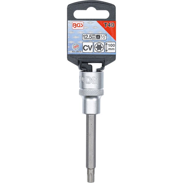 BGS technic Torx-Einsatz T40 mit 12.5 Millimeter Vierkantaufnahme und 100 Millimeter Länge