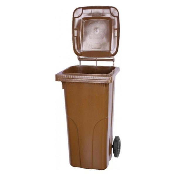 PROREGAL SuperSparSet 2x 2-Rad-Mülltonne Mgb HDPE-Kunststoff 120 Liter Braun