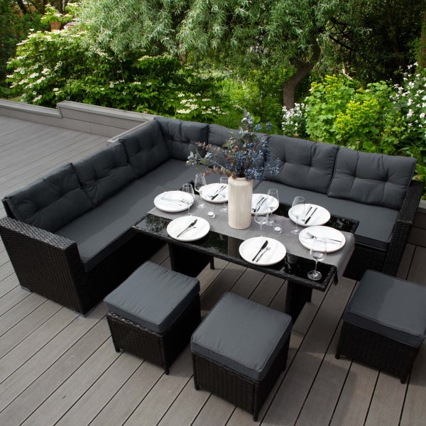 Polyrattan Gartenmöbel Set - Schwarz