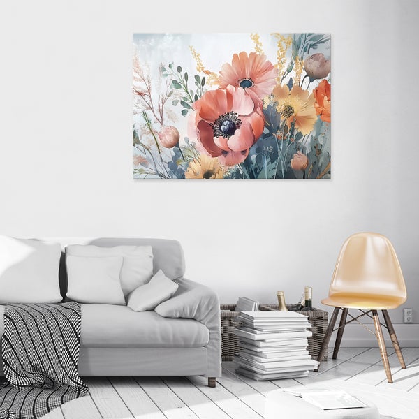 Leinwandbild Blumen Pastell Modern Bilder 120x80 cm