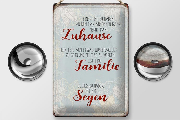 Blechschild Spruch 20x30cm Zuhause Familie Segen Schild