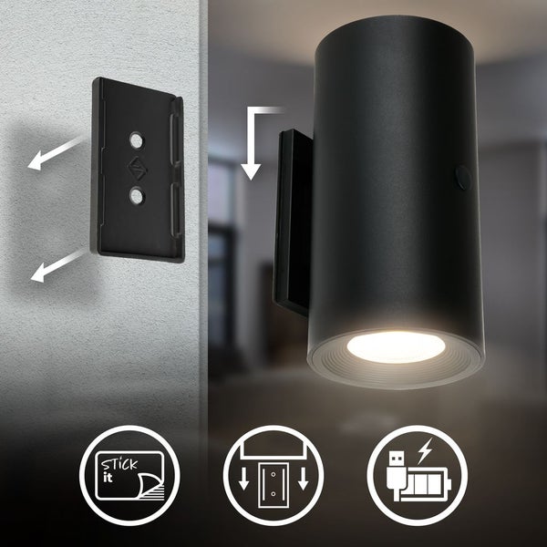 LED Wandleuchte Wandlampe ohne Stromanschluss Bewegungsmelder Akku ohne Bohren