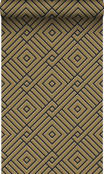Origin Wallcoverings Tapete 3D grafisches Motiv Gold und Schwarz - 50 x 900 cm - 347979