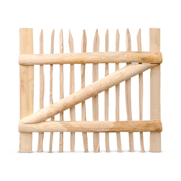 Staketenzaun-Tor (genagelte Ausführung), Edelkastanie B100 cm H90 cm