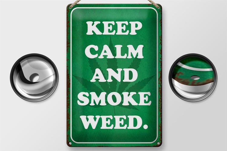 Blechschild Spruch 20x30cm Keep Calm and smoke weed