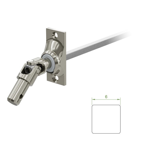 Geiger Gelenklager 45°- G009 | Grundplatte 22 x 52 mm | Kurbelzapfen 11,9 mm | 6 mm Vierkant - Länge 300 mm