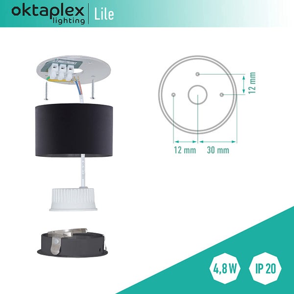 Aufbauspot Lile Schwarz 6 Stück LED Modul 4,8W 2700K Warmweiß Schwenkbar Aluminium 80x50mm Aufputz Aufbauleuchte
