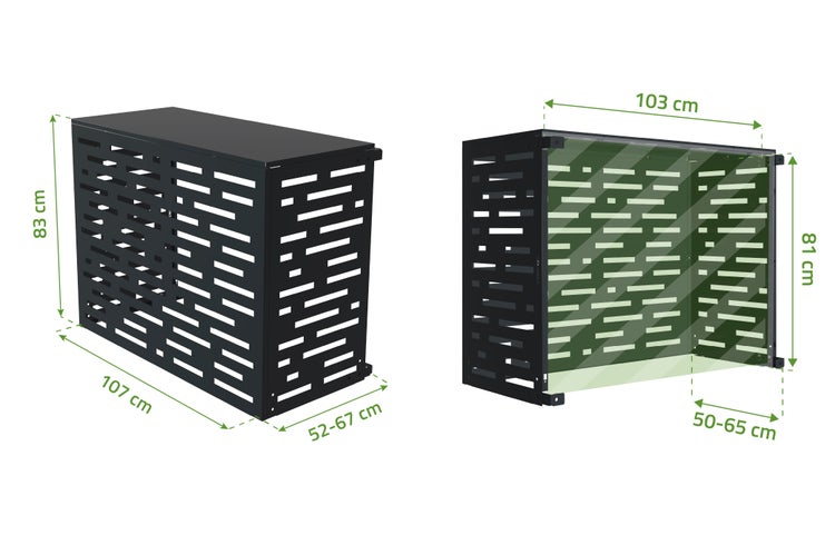 Abdeckung für Klimaanlage mit den Maßen 83 x 107 x 52 bis 67 Zentimeter