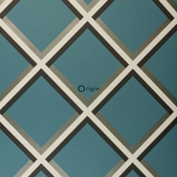 Origin Wallcoverings Tapete geometrisches Motiv Petrolblau - 52 cm x 10.05 m - 307130