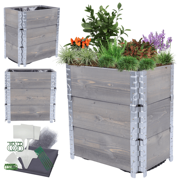 Hochbeetkisten GuardBox HxBxT 60x60x40 cm 3 Ebeneninkl. Luftpolsterfolie Grau