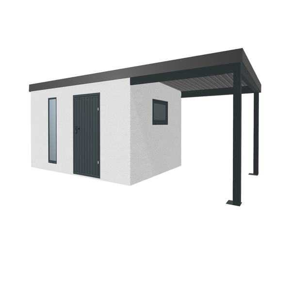 Gartenhaus mit Carport und Fenster