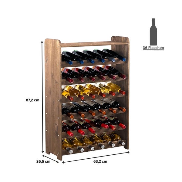 PROREGAL Weinregal Pinotwine C HxBxT 87,2 x 63,2 x 26,5 cm 36 Flaschen Massives Kiefernholz Braun Geölt