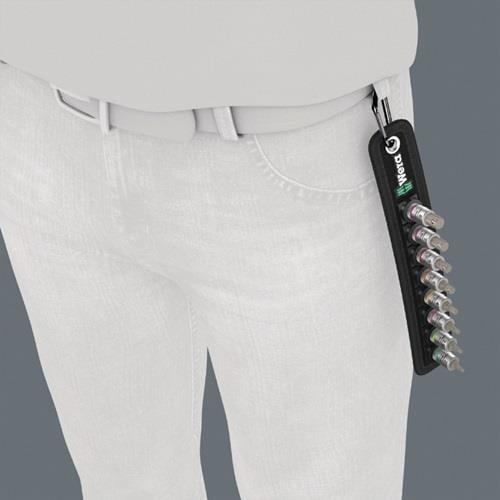Werkzeug-Bit-Set mit Gürtelclip zur Befestigung an der Hose