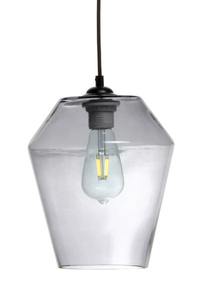 Design Glas Pendelleuchte Grau, Hängelampe Glaskugel 30 cm | Wohnzimmer Esszimmer Leuchte