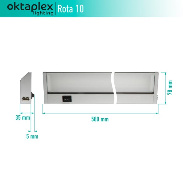 Oktaplex Rota LED Unterbauleuchte Schwenkbar 58cm Aluminium neutralweiß 4000K 10W