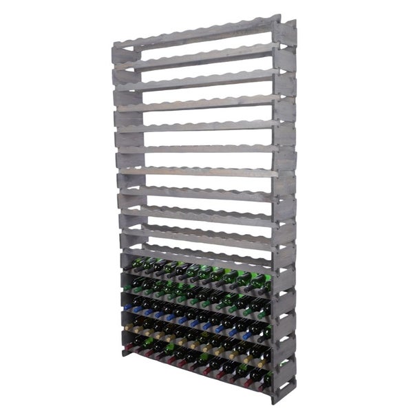 Weinregal VINOTECA FLEX PRO HxBxT 219x123x28cm 192 Flaschen auf 16 Ebenen Massives Kiefernholz Grau