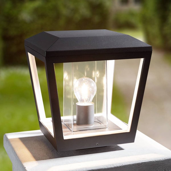 Lucande Außenleuchte Dunia (spritzwassergeschützt (Modern) in Schwarz aus Aluminium (1 flammig, E27) - Wegeleuchte Pollerleuchte Wegelampe Sockelleuchte
