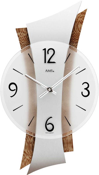 AMS 9401 Wanduhr modern Buche-Optik 23 x 43 x 6 cm