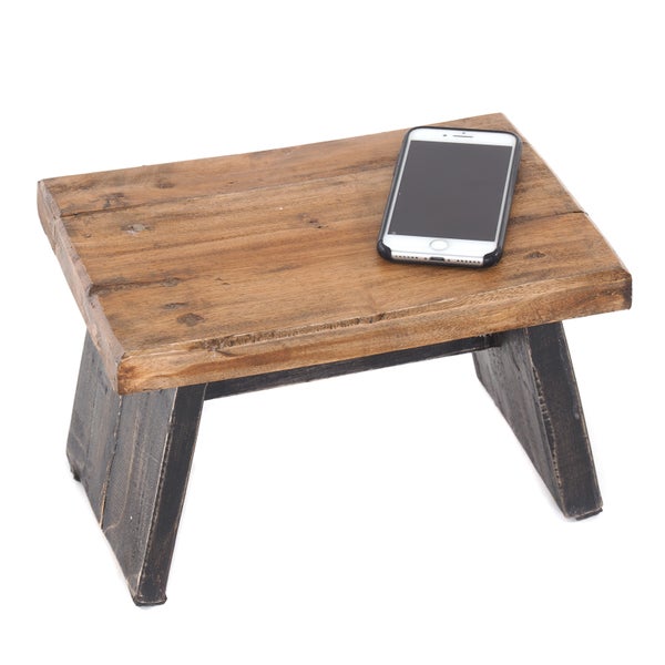 Fusshocker SCHEMEL Recyclingholz massiv 04 schwarz-natur