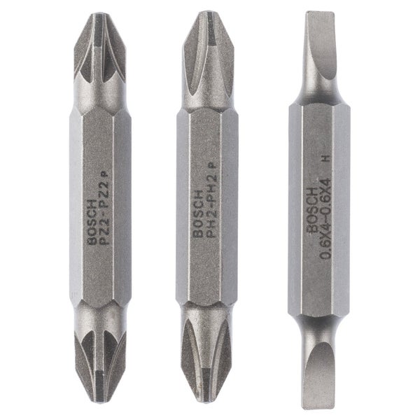 Bosch Doppelklingen-Set, 3tlg. S0,6x4,0, S0,6x4,0, PH2, PH2, PZ2, PZ2, 45 mm - 2607001744
