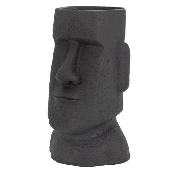 ML-Design Pflanztopf Osterinsel Figur 26x23x43 cm Anthrazit, Harz Moai-Kopf Skulptur, Innen- und Außenstatue, massiv, Pflanzgefäß Blumentopf Übertopf Gesicht Pflanzer Gartendeko Vase Urne für Pflanzen