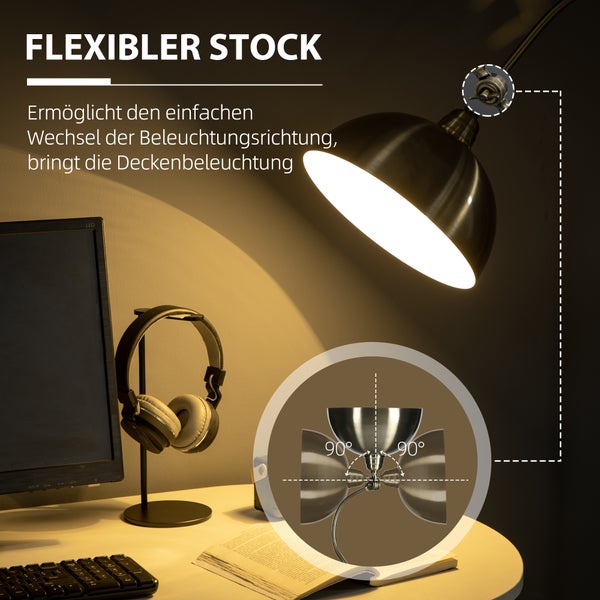HOMCOM Stehlampe, 42L x 25,5B x 152H cm, Metall, Bronze