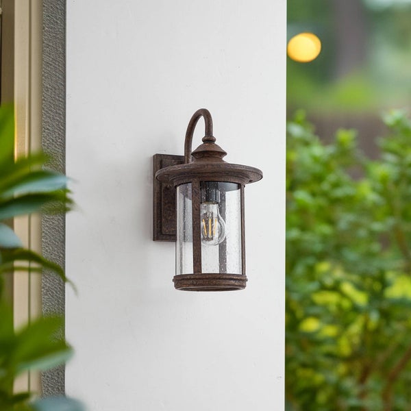 Lindby Wandleuchte außen (Laterne) Zayn (Retro, Vintage Antik) in Braun aus Aluminium (1 flammig E27) - Außenwandleuchten Wandlampe Led Außenlampe Outdoor für Außenwand/Hauswand Haus