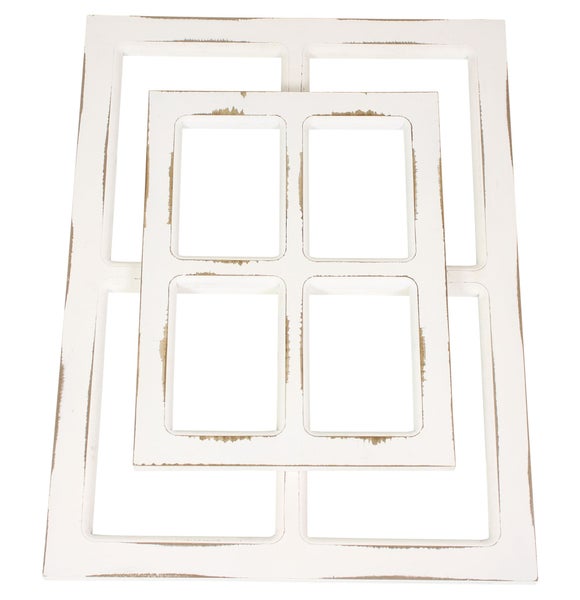 FRANK FLECHTWAREN | Dekofenster Shabby, 2er Set, HOLZ, 30 x 1,5 x 40 cm, 45 x 1,5 x 60 cm