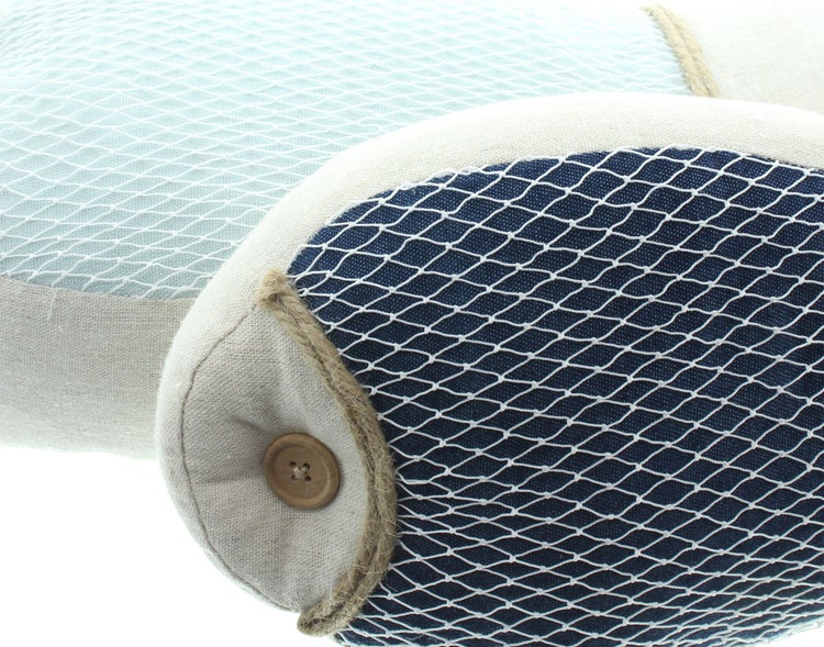 FRANK FLECHTWAREN | Dekokissen Fisch, 2er Set, LEINEN, POLYESTER, TEXTIL, JUTE, 36 x 5 x 26 cm, 50 x 12 x 15 cm