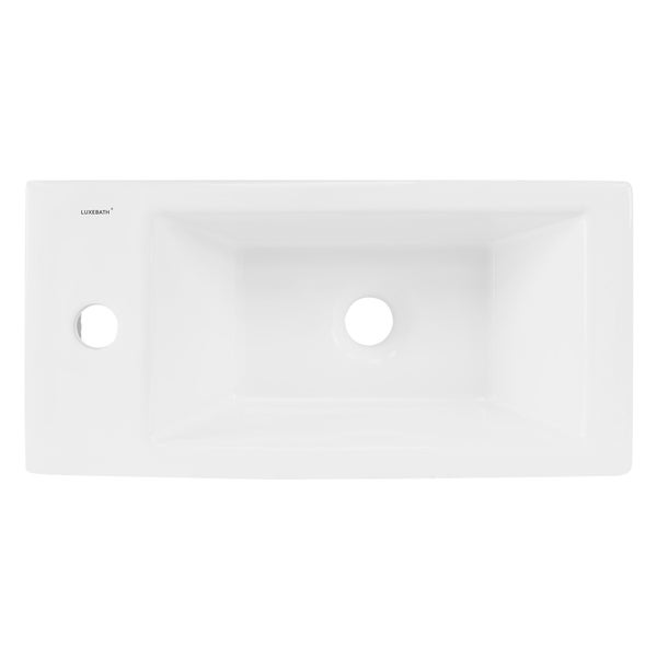 ML-Design Waschbecken Keramik Weiß 51x25x13 cm mit Ablaufgarnitur Weiß Keramik, Eckig, Hahnloch links, Wandmontage oder Aufsatzwaschbecken, Moderne Waschtisch Waschschale Waschplatz Handwaschbecken