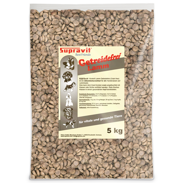 Verpackung Hunde-Trockenfutter mit Lamm und getreidefrei, 5 Kilogramm