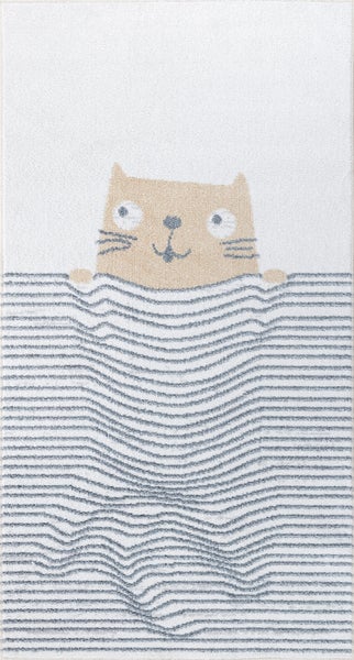 Maschinenwaschbarer Kinderteppich Katze Braun/Beige 80x150 cm CATNAP