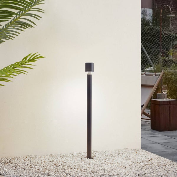 Lindby LED Außenleuchte Amila (spritzwassergeschützt (Modern) in Schwarz aus Aluminium (1 flammig, ) - Wegeleuchte Pollerleuchte Wegelampe Sockelleuchte