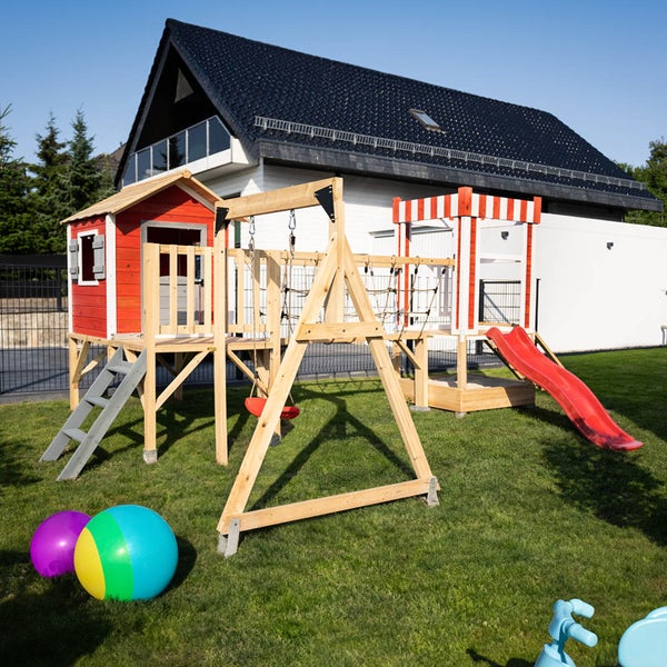 Home Deluxe - Spielpark WUNDERLAND - Kiefernholz, 555 x 340 x 215 cm, zum Schaukeln, Klettern, Rutschen, Buddeln I Kinderpark Outdoor Spielplatz Klettergerüst