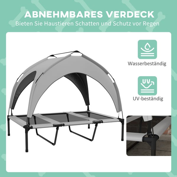 PawHut Erhöhtes Hundebett, 106L x 76B x 94H cm, Oxfordstoff, Netzstoff, Hellgrau