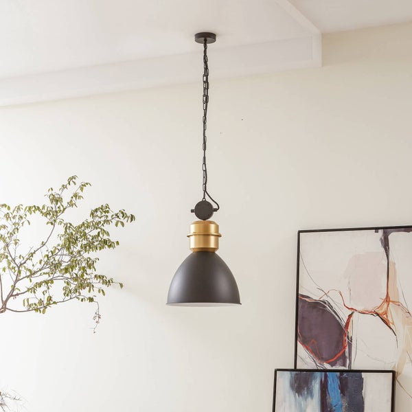 Lucande Pendelleuchte Kaeloria (Vintage, Industriell) in Schwarz aus Aluminium (1 flammig E27) - Deckenlampe Esstischlampe Hängelampe Hängeleuchte Wohnzimmerleuchte