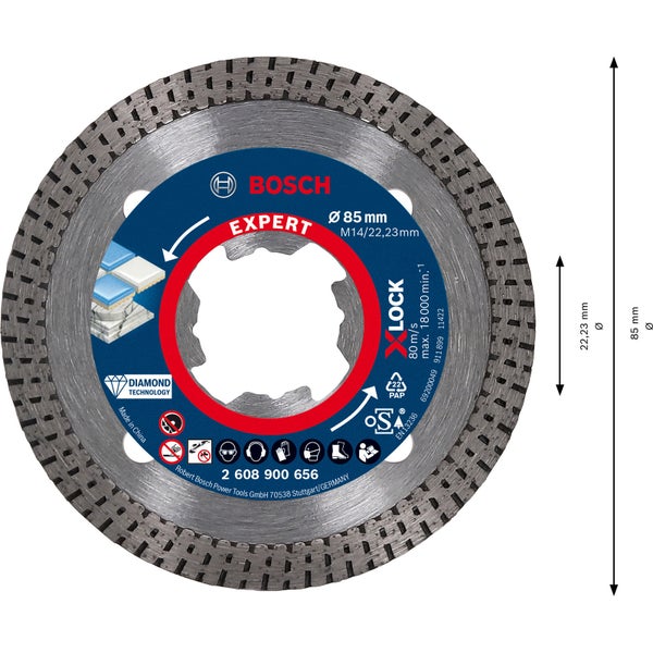 Bosch Expert HardCeramic X-LOCK Diamanttrennscheiben 85 x 22,23 x 1,6 x 7 mm - 2608900656