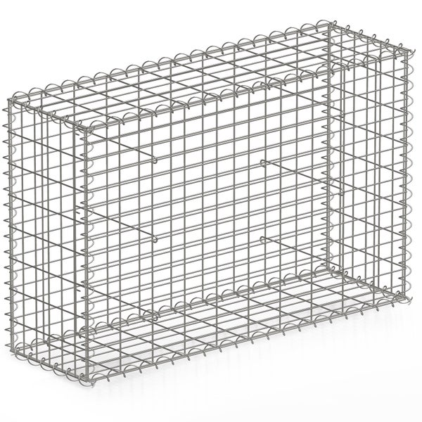 FLOORDIREKT Gabionenkorb Lenox -Steinkorb Zaun Sichtschutz Verzinkt 100 x 80 x 30 cm