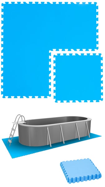 eyepower 1 m² Poolunterlage - 4 EVA Matten 50x50 - Outdoor Pool Unterlage - Unterlegmatten Set