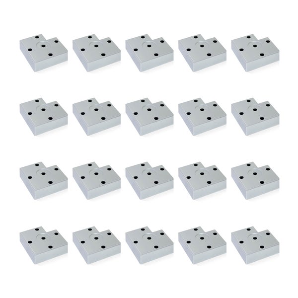 Set von zwanzig quadratischen Kunststoff-Montageplatten für Möbel, vierzig Millimeter.
