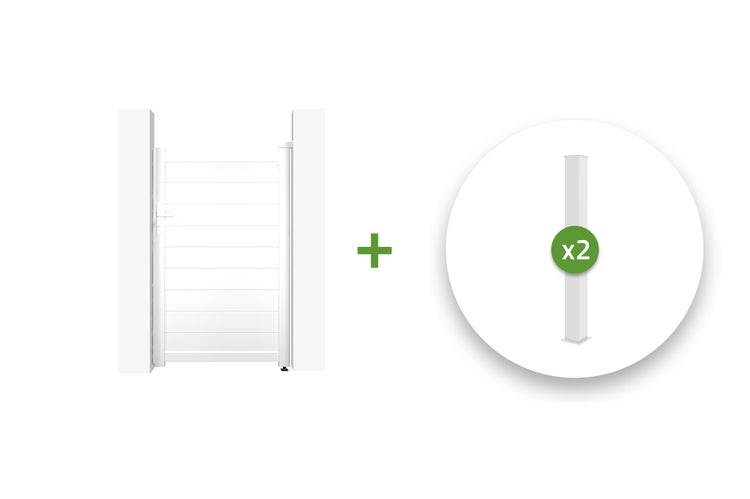 Abbildung eines Zaunpfostens mit Maßangaben und Montagehinweisen.