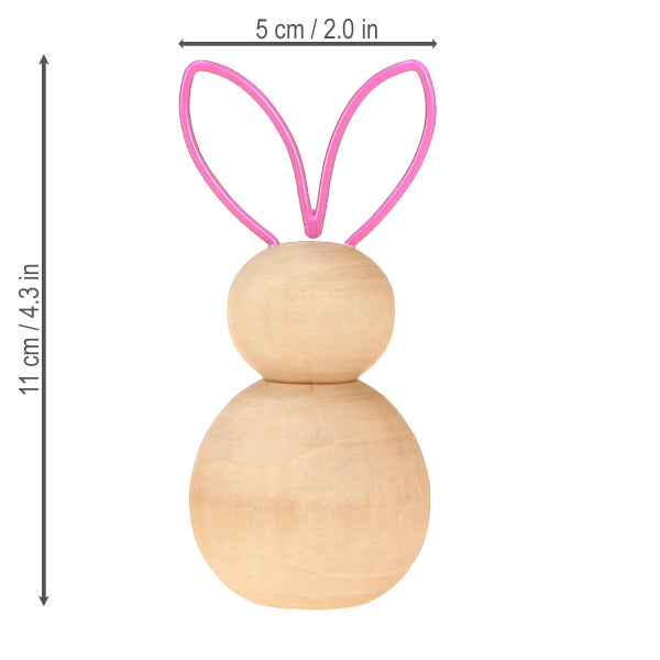 Dekofigur Hase aus Holz mit Drahtohren, 11 cm hoch