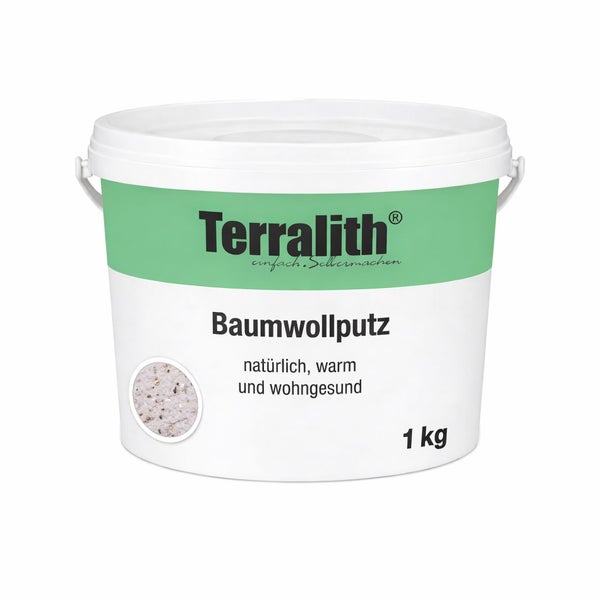 Terralith Baumwollputz, 1 Kilogramm Eimer, natürlicher Wandbelag.