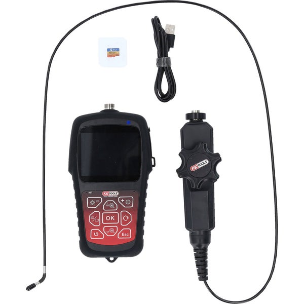KS TOOLS HD-Videoskop-Satz mit Ø 3,9 mm 180° und 0° HD Frontkamera-Sonde flexible PVC Hülle 3tlg. - 550.7550