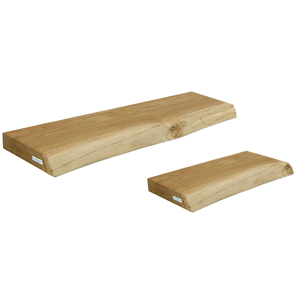 holz4home Wandregal Set 70cm und 40cm Eiche Massiv 2 Teilig Natur mit Baumkante