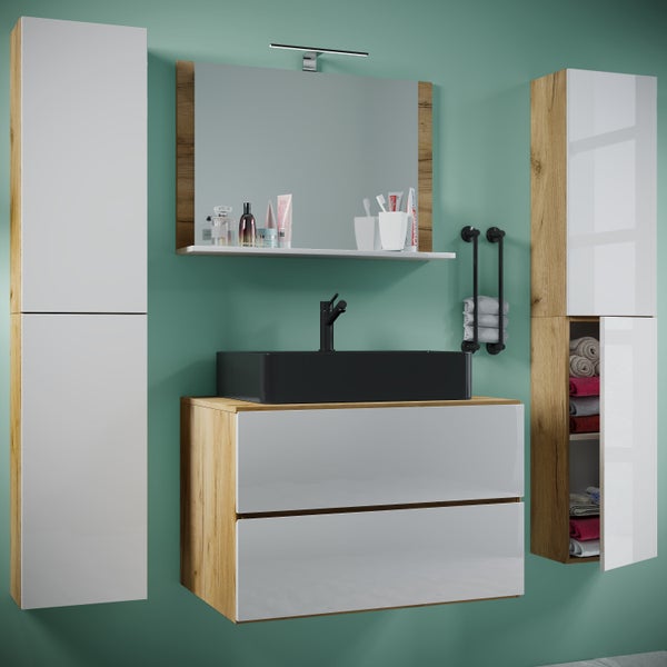 5-tlg Waschtisch Badmöbel 80cm Lendas XL Schublade