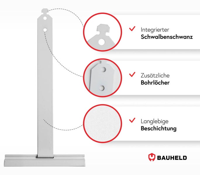 Bauheld T-Trägerprofil mit integriertem Schwalbenschwanz, zusätzlichen Bohrlöchern und langlebiger Beschichtung
