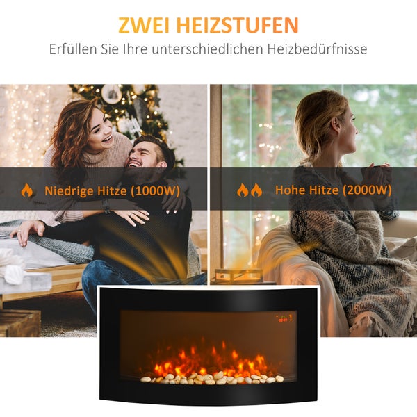 HOMCOM Elektrokamin, 89,2 x 13,5 x 48cm, Metall, Sicherheitsglas, Schwarz