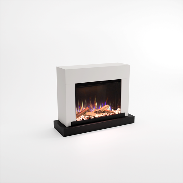 Glow Fire Elektrokamin 'PR4' | LED Standkamin in beton mit Heizung (1500 W) | HxBxT: 126x97x43 cmcm